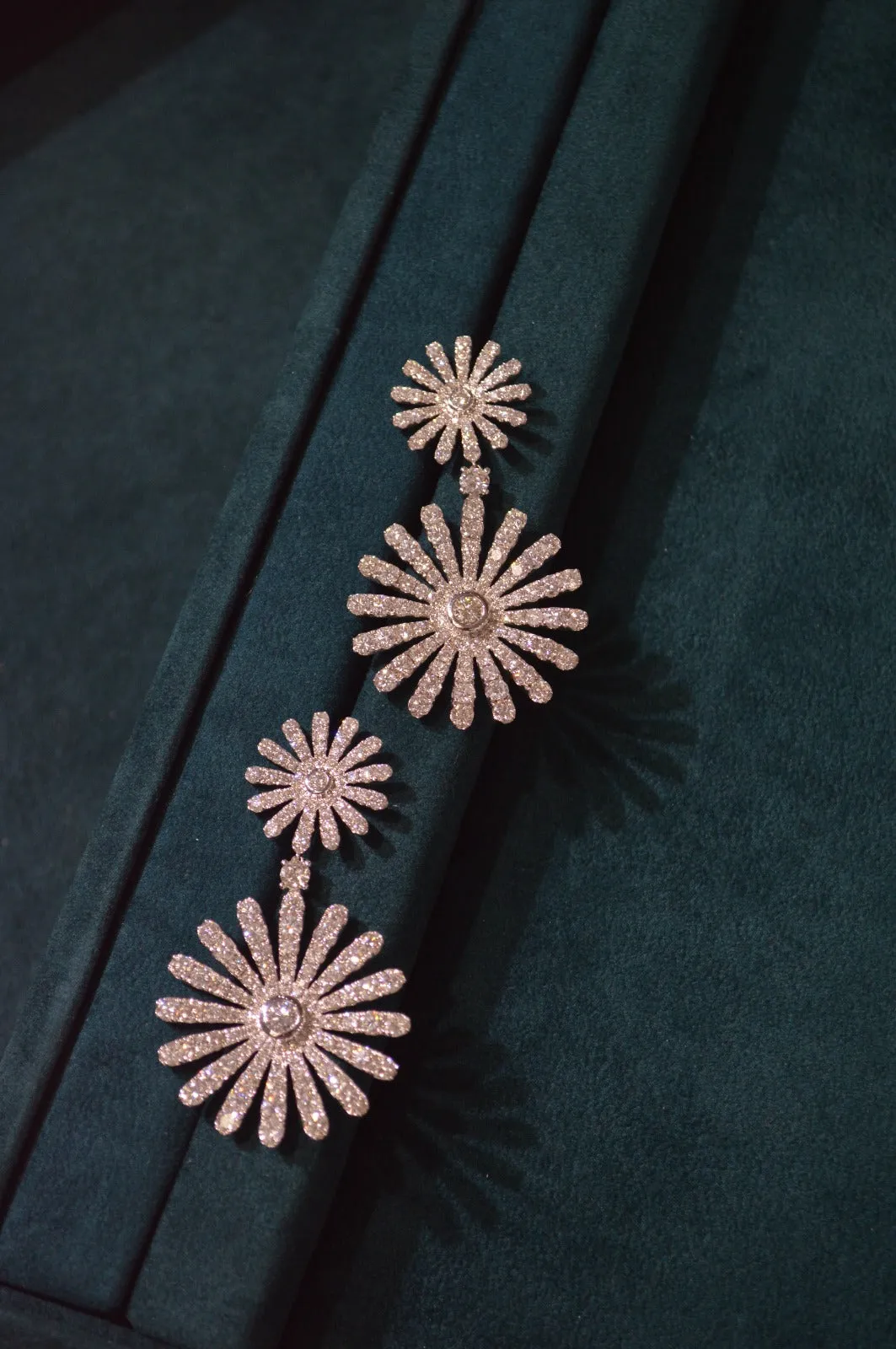 13.65ct Diamond 18K Gold Statement Sunburst Drop Earrings sold by Wish Fine Jewelry product image thumbnail 2