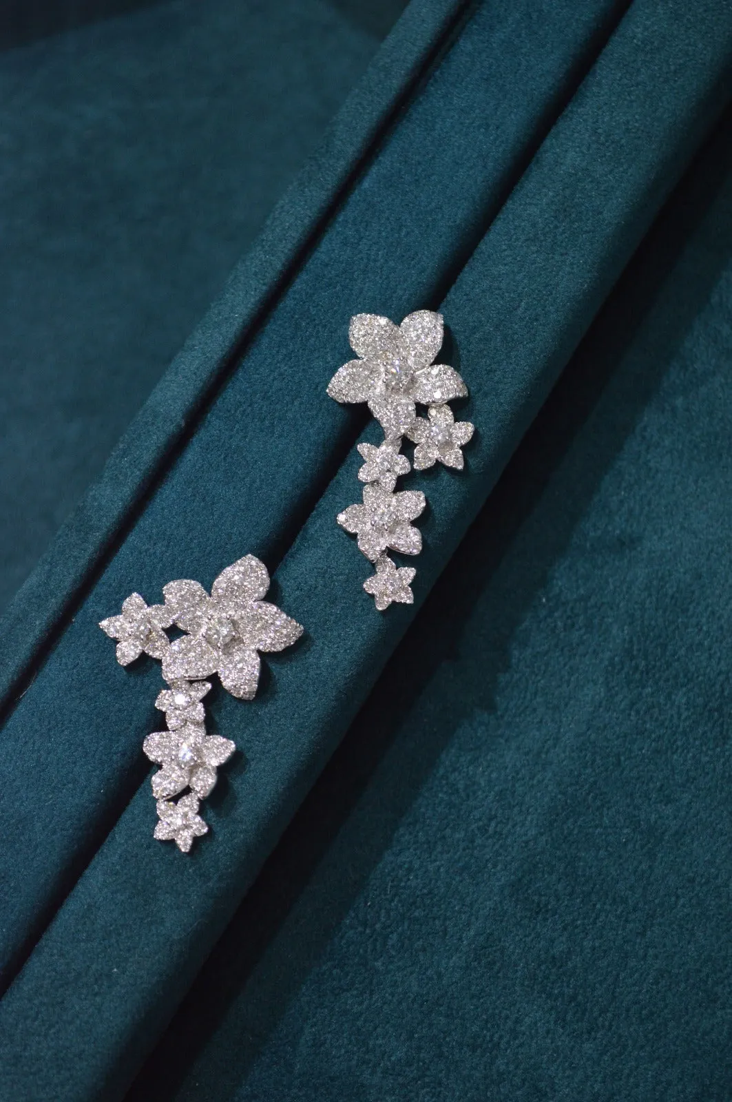 4.15ct Diamond 18K Gold Flower Cascade Earrings sold by Wish Fine Jewelry product image thumbnail 2