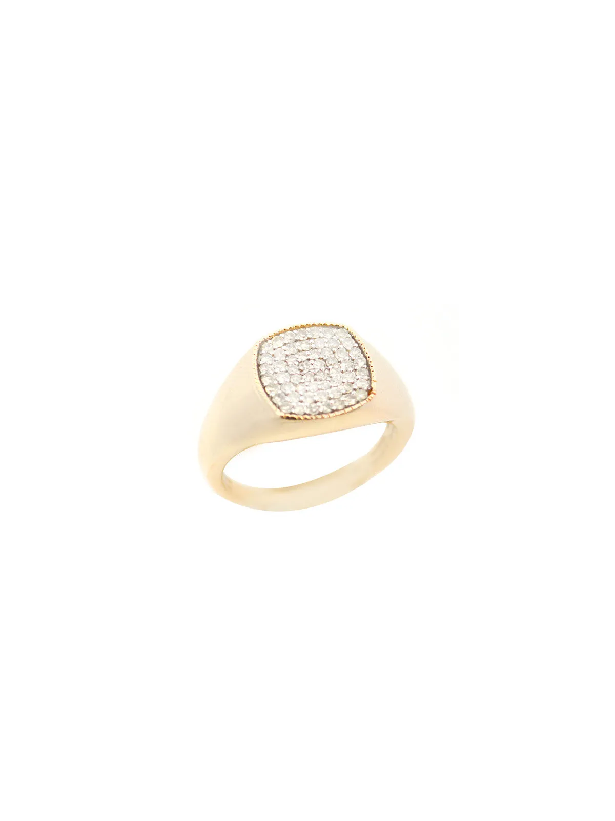 0.22ct Diamond Pave Signet Ring in 14K Yellow Gold sold by Wish Fine Jewelry