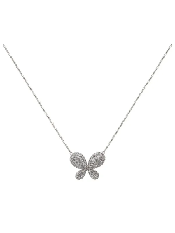 0.80ct Diamond 18K Gold Butterfly Pendant Necklace sold by Wish Fine Jewelry