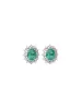 2.30ct Diamond Emerald 18K Gold Sunburst Halo Stud Earrings sold by Wish Fine Jewelry