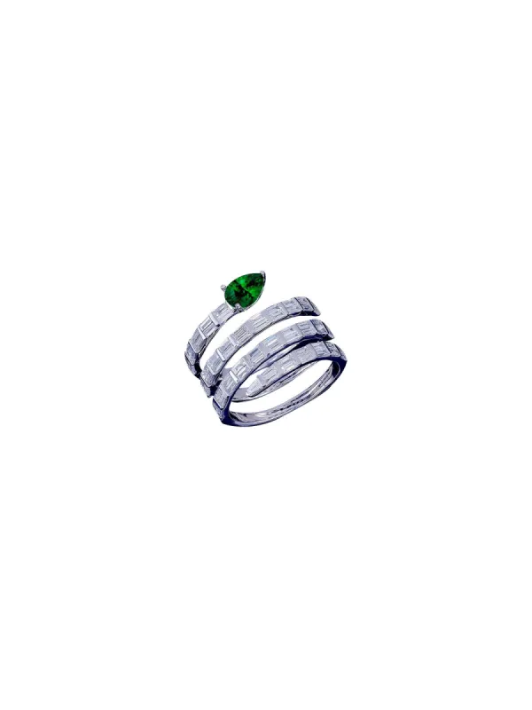 1.94ct Diamond & Emerald 14K Gold Spiral Ring sold by Wish Fine Jewelry