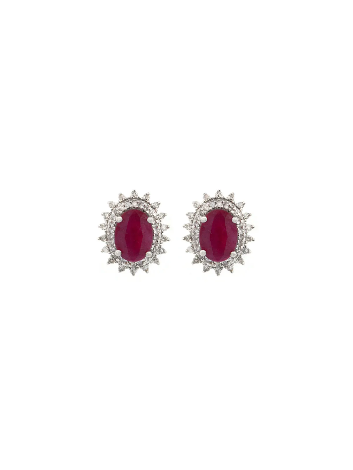 2.41ct Ruby Diamond 14K Gold Halo Stud Earrings sold by Wish Fine Jewelry product image thumbnail 2