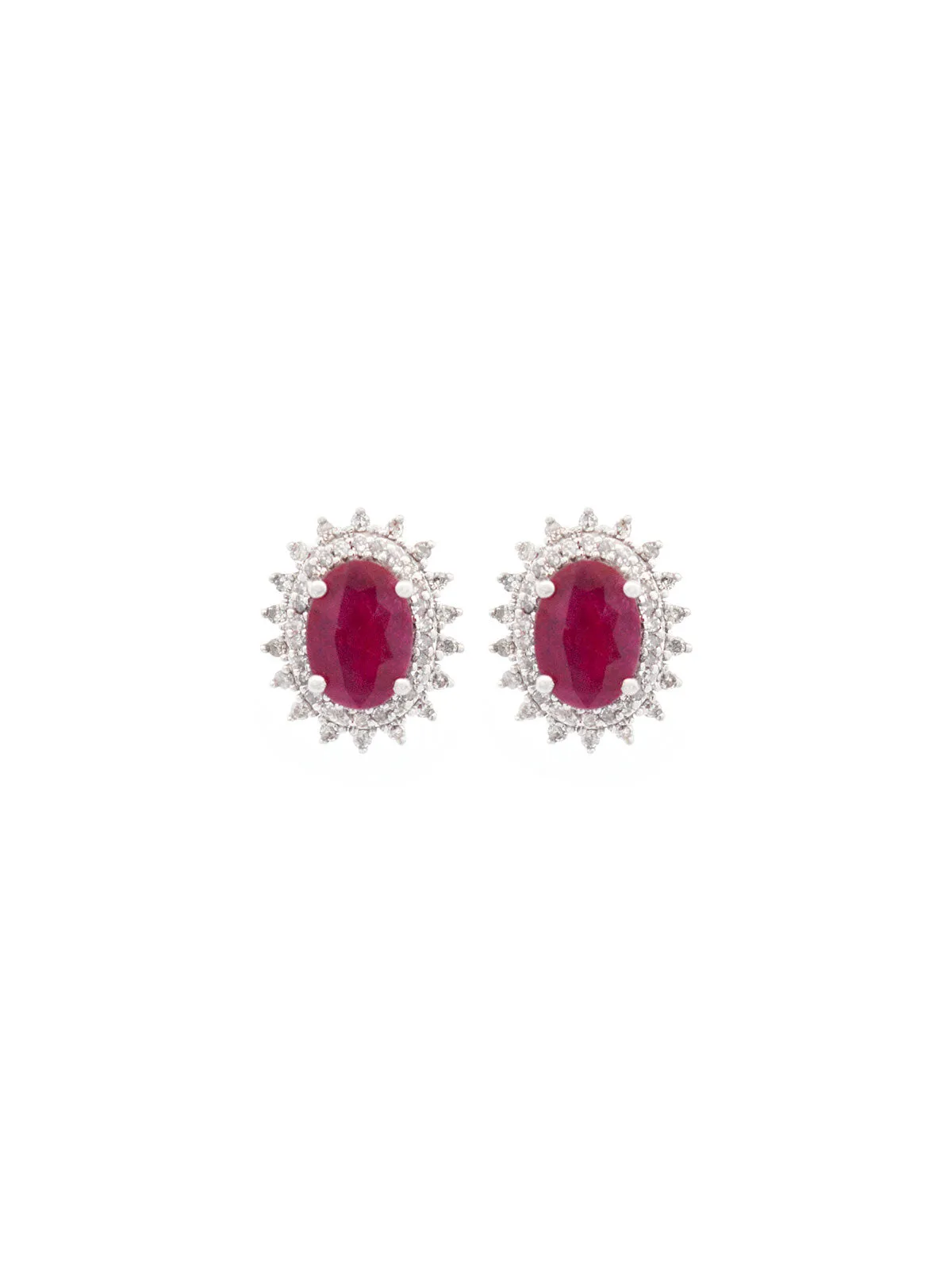 2.41ct Ruby Diamond 14K Gold Halo Stud Earrings sold by Wish Fine Jewelry