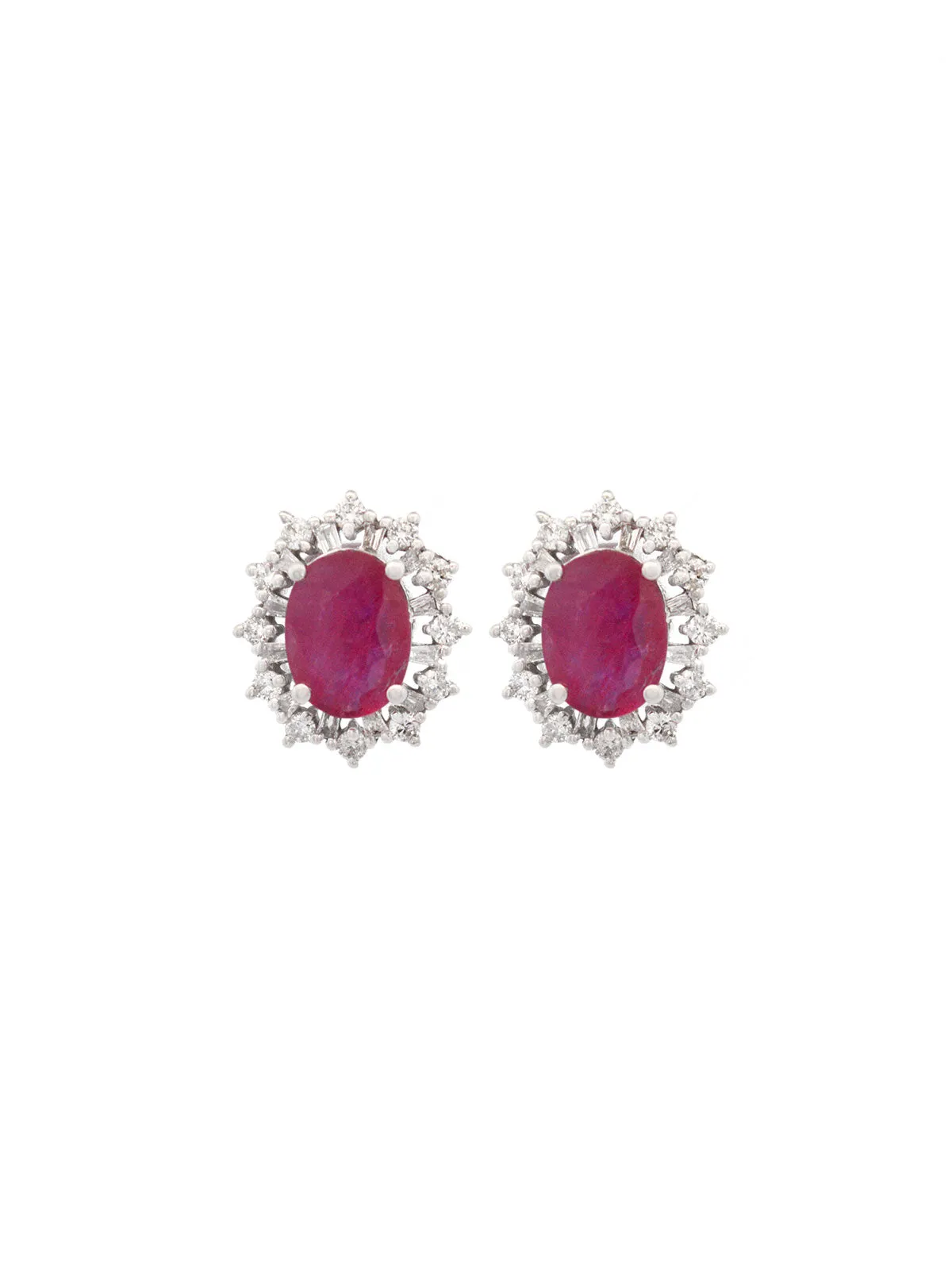 2.3ct Diamond Ruby 18K Gold Halo Stud Earrings sold by Wish Fine Jewelry