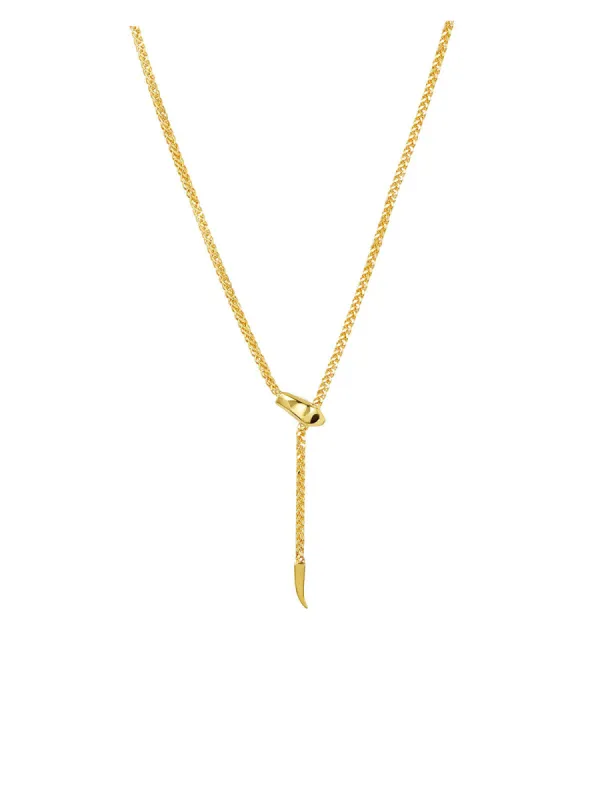 14K Gold Medium Snake Wheat Adjustable Lariat Necklace sold by Wish Fine Jewelry