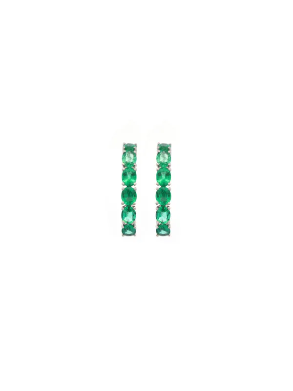 3.20ct Emerald 18K Gold Suspender Bar Earrings sold by Wish Fine Jewelry