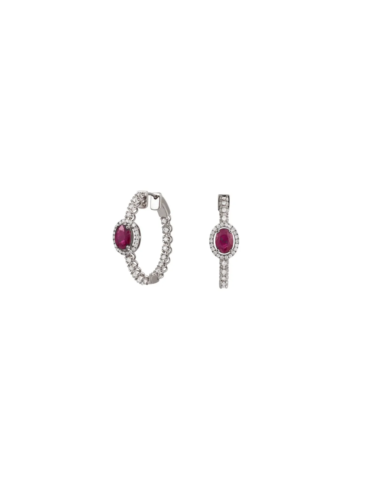 2.42ct Diamond Ruby 18K Gold Hoop Earrings sold by Wish Fine Jewelry