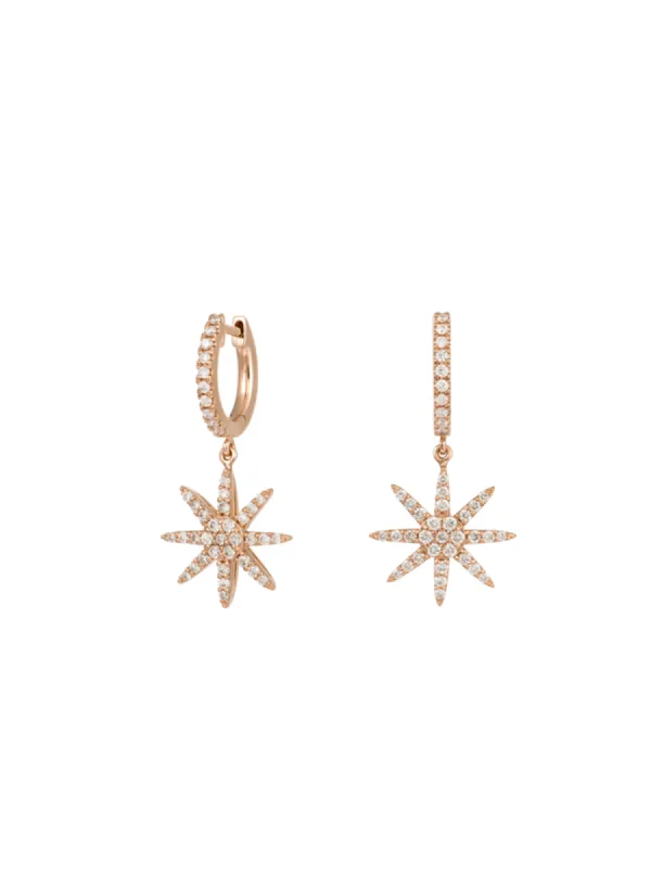 0.68ct Diamond 18K Gold Starburst Huggie Earrings sold by Wish Fine Jewelry