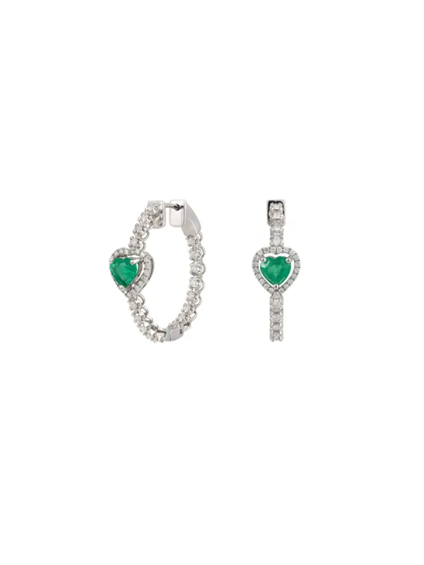 2.0ct Diamond Emerald 18K Gold Hoop Earrings sold by Wish Fine Jewelry
