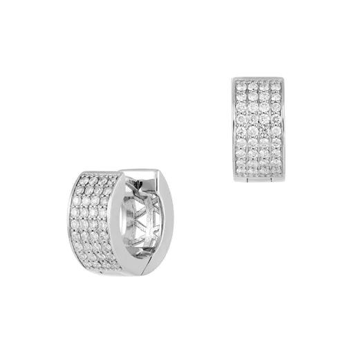 0.58ct Diamond 18K Gold Dome Hoop Earrings sold by Wish Fine Jewelry product image thumbnail 2