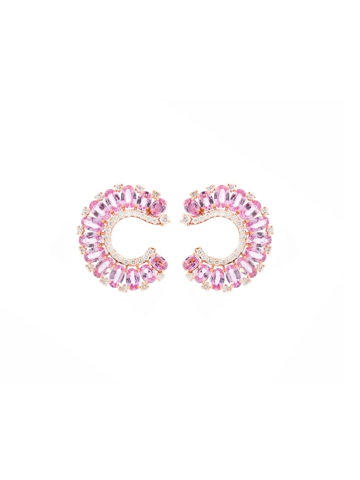 6.36ct Diamond Pink Sapphire 18K Gold Earrings sold by Wish Fine Jewelry product image thumbnail 3