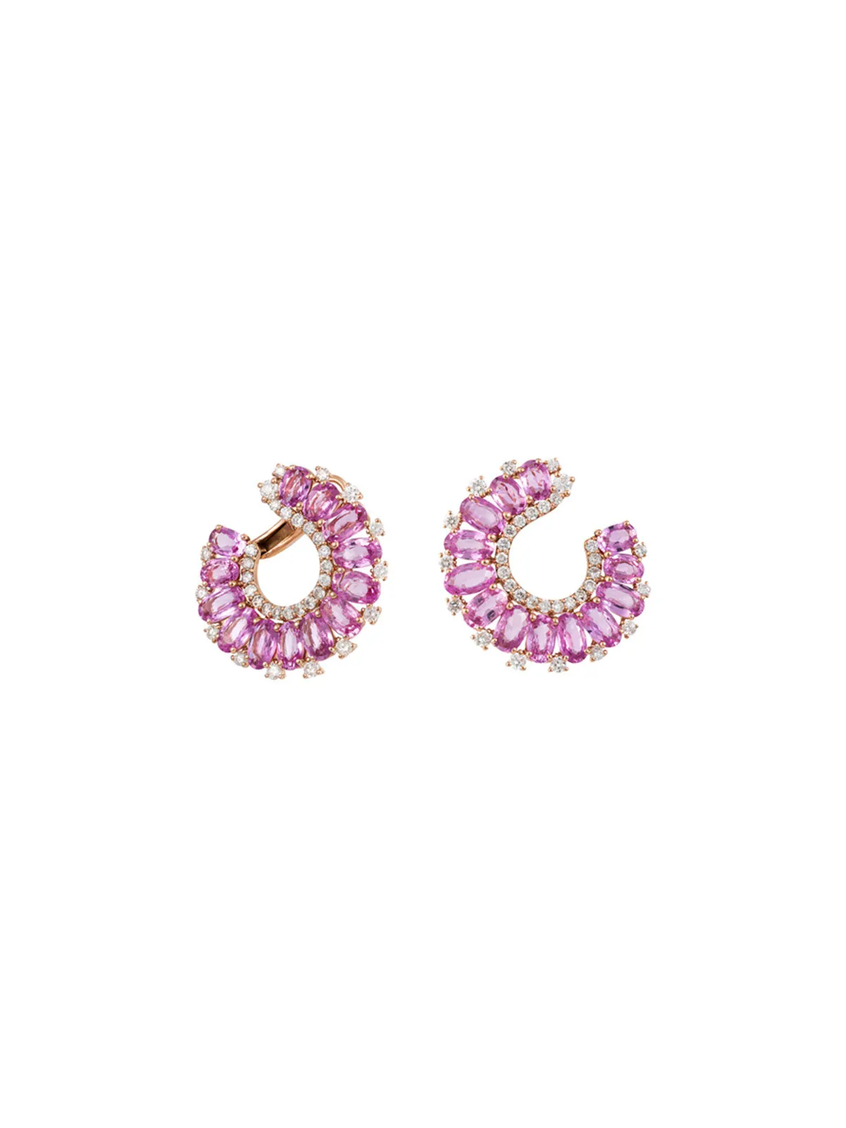 6.36ct Diamond Pink Sapphire 18K Gold Earrings sold by Wish Fine Jewelry