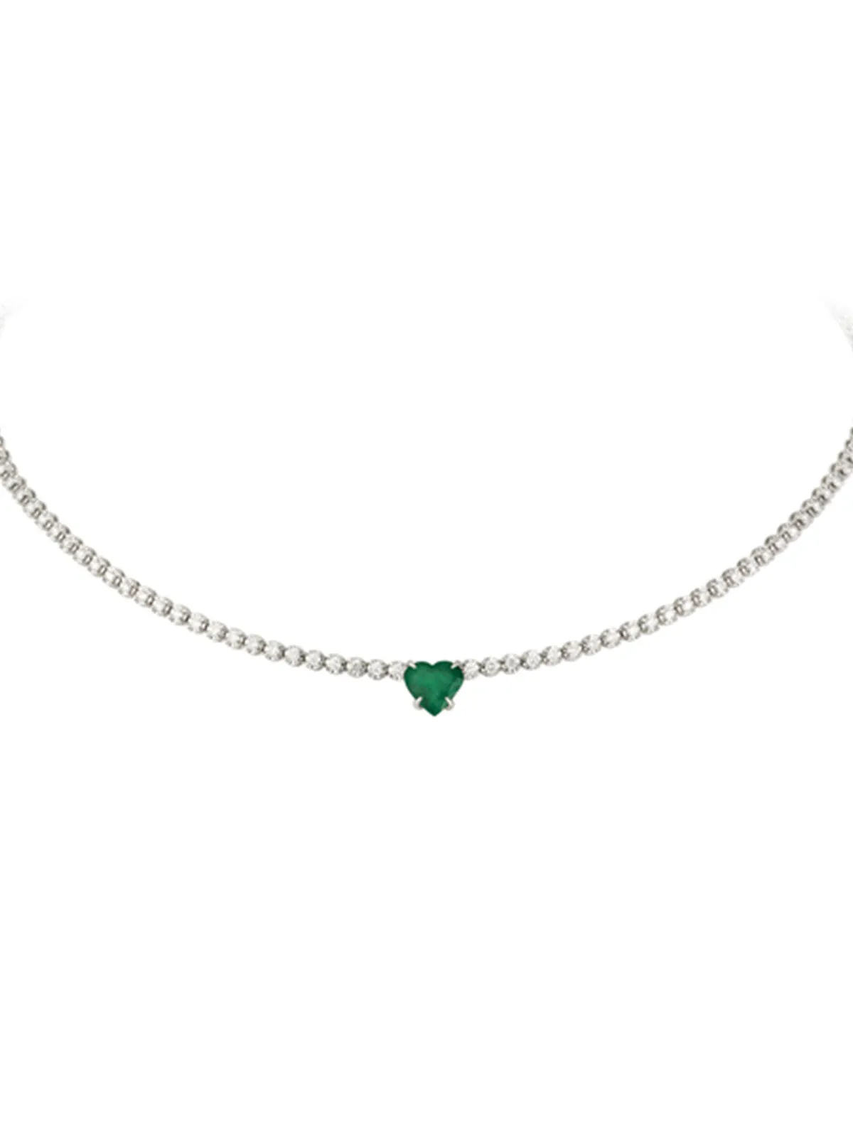 4.78ct Diamond Emerald 18K Gold Heart Tennis Necklace sold by Wish Fine Jewelry product image thumbnail 2