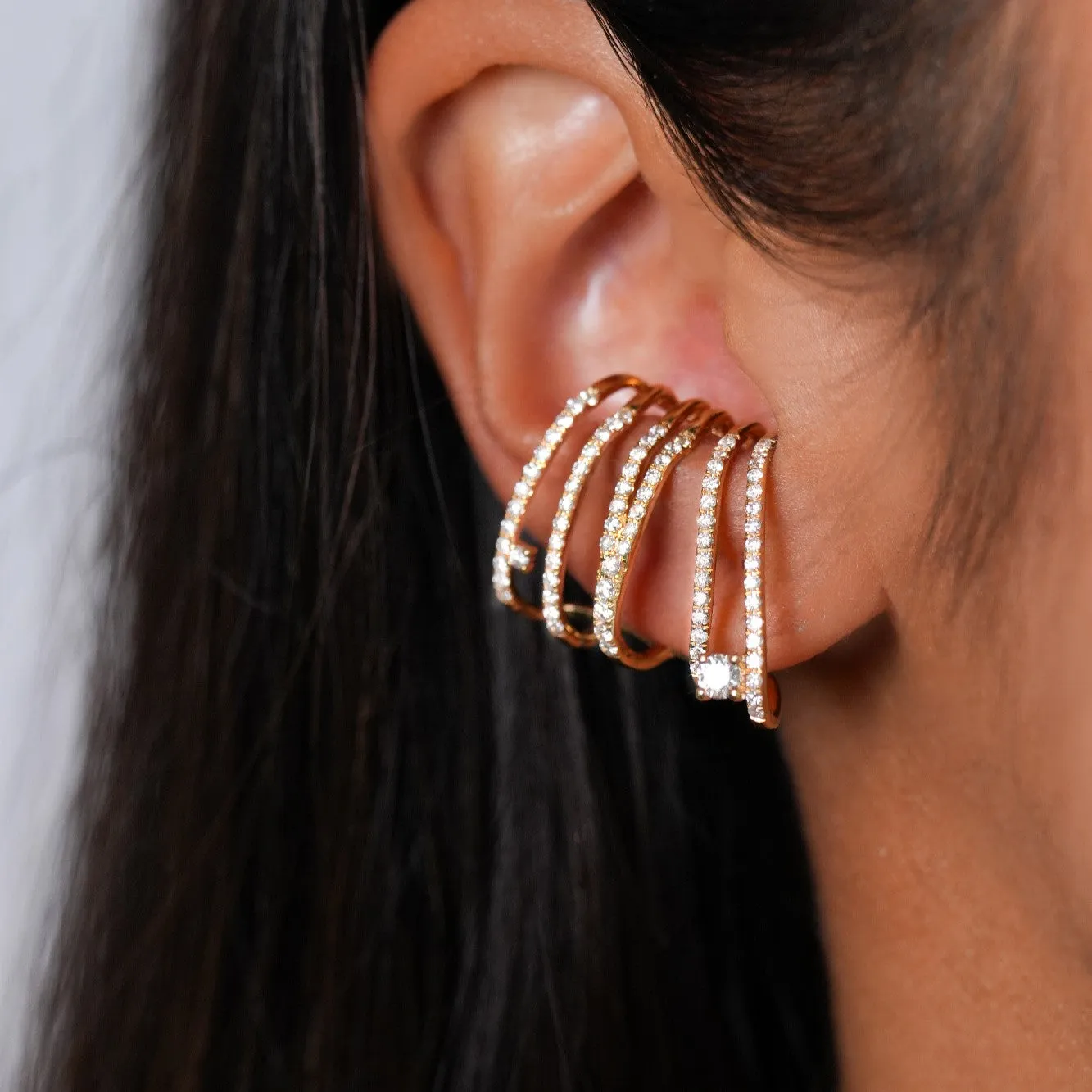 1.32ct Diamond 18K Gold Climber Earrings sold by Wish Fine Jewelry product image thumbnail 3