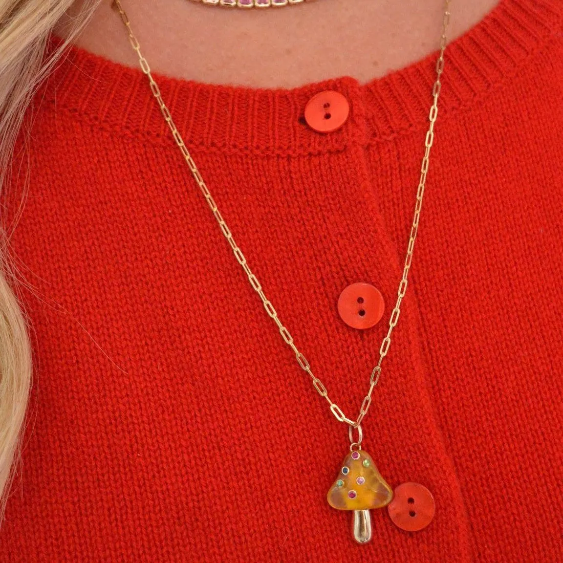 0.23ct Multi Color Sapphire 14K Gold Mushroom Pendant sold by Wish Fine Jewelry product image thumbnail 3