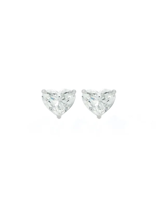 GIA 3.01ct Diamond 18K Gold Heart Shaped Stud Earrings sold by Wish Fine Jewelry