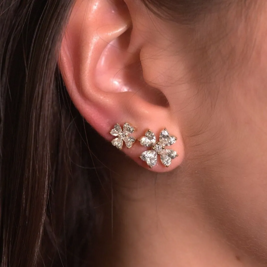 1.20ct Diamond 18K Gold Heart Cut Clover Stud Earrings sold by Wish Fine Jewelry product image thumbnail 3