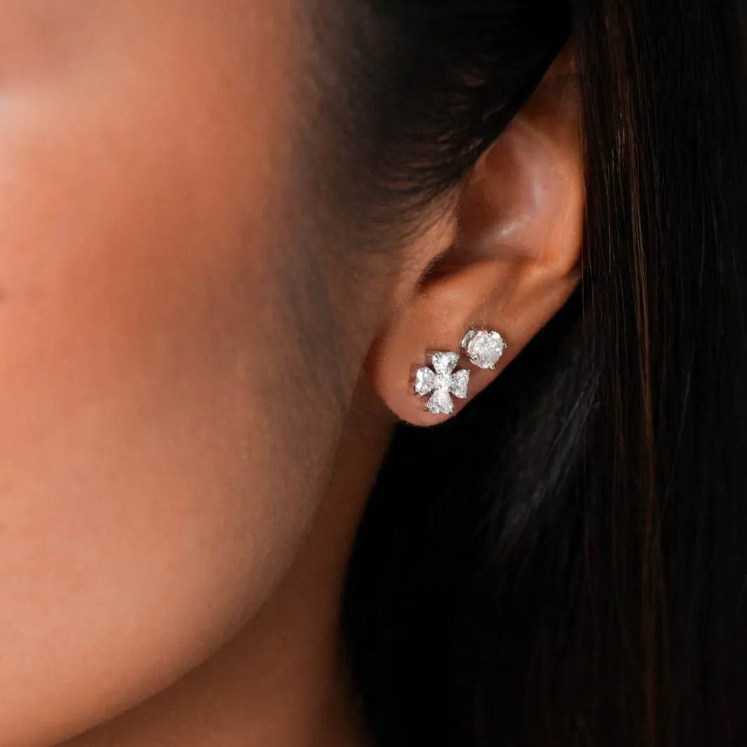 1.20ct Diamond 18K Gold Heart Cut Clover Stud Earrings sold by Wish Fine Jewelry product image thumbnail 2