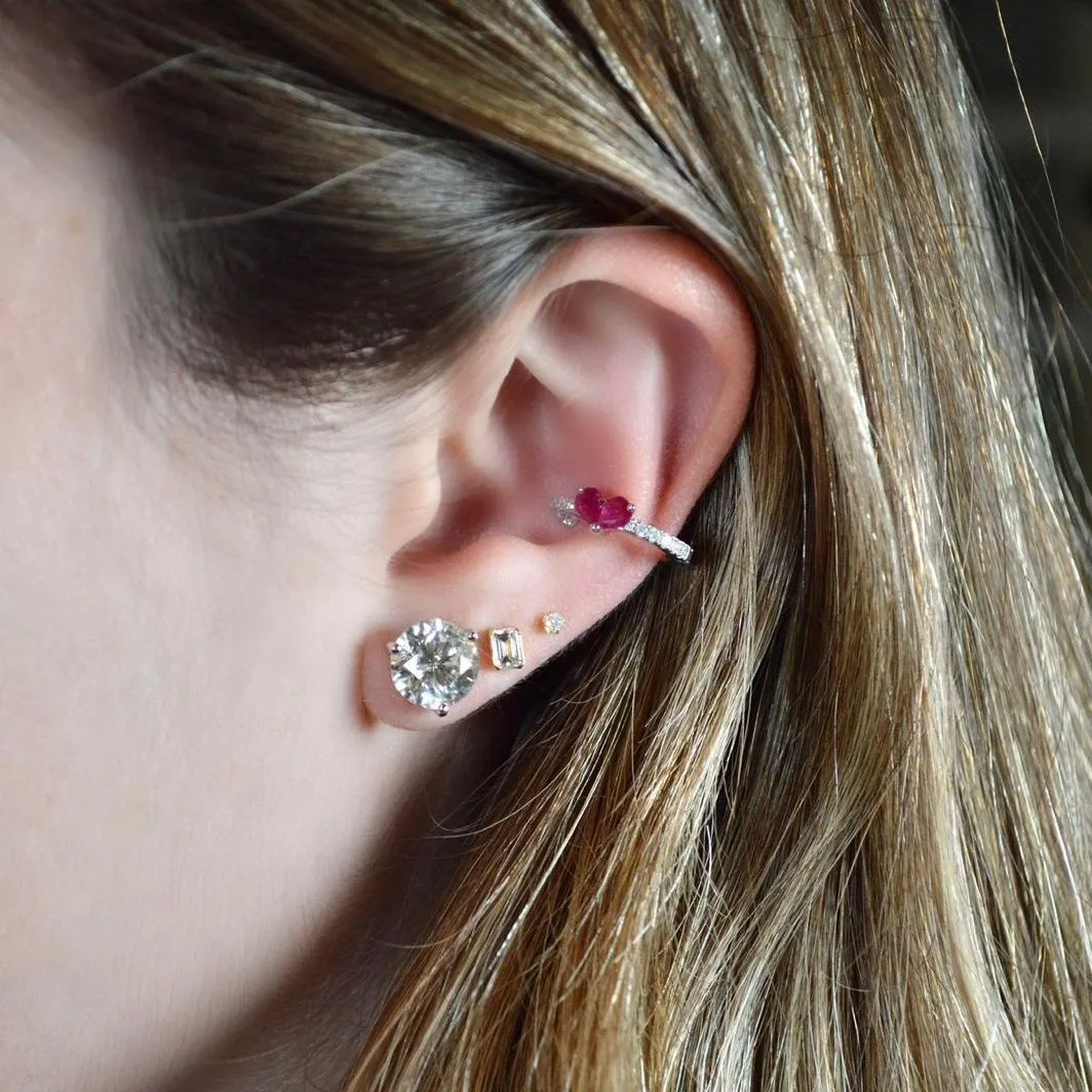 0.40ct Diamond Ruby 18K Gold Heart Ear Cuff sold by Wish Fine Jewelry product image thumbnail 3