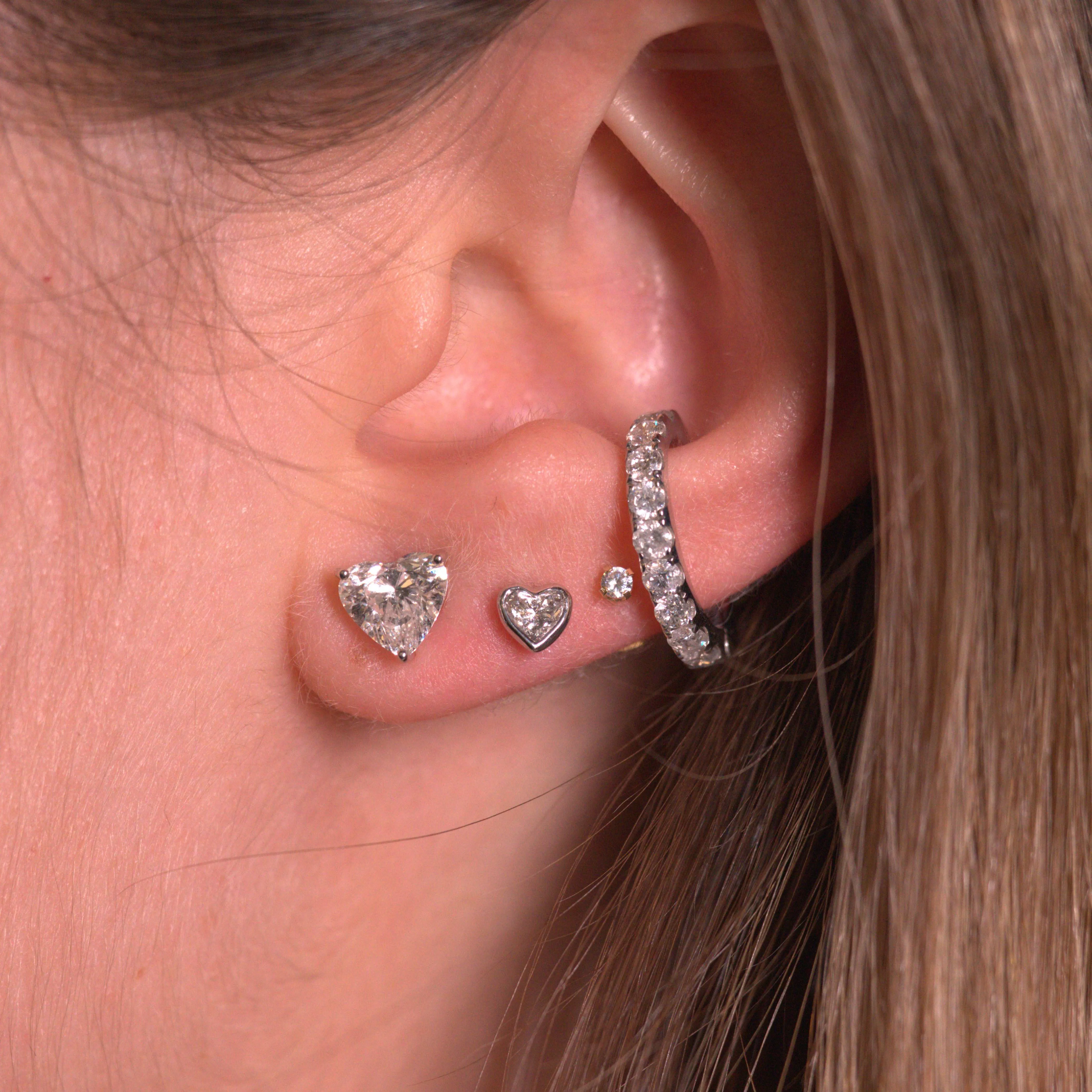 2.0ct Diamond 18K Gold Heart Shaped Stud Earrings sold by Wish Fine Jewelry product image thumbnail 2