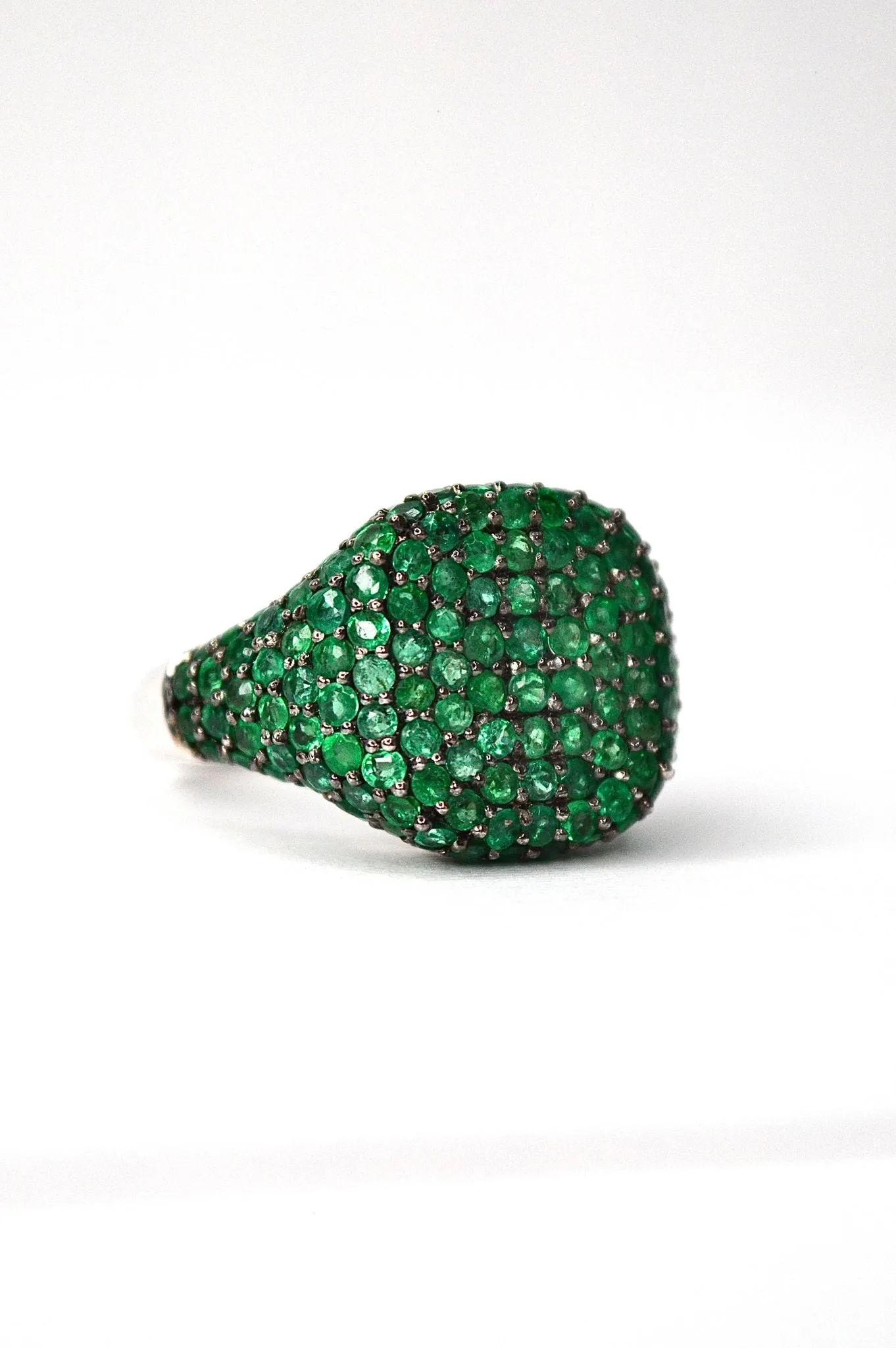2.41ct Emerald 18K Gold Pave Signet Ring sold by Wish Fine Jewelry product image thumbnail 2