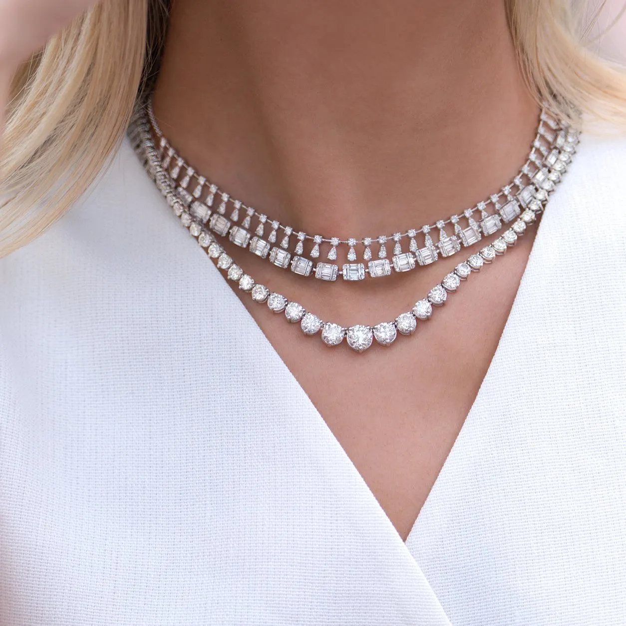 4.00ct Diamond 18K Gold Floating Tennis Necklace sold by Wish Fine Jewelry product image thumbnail 2