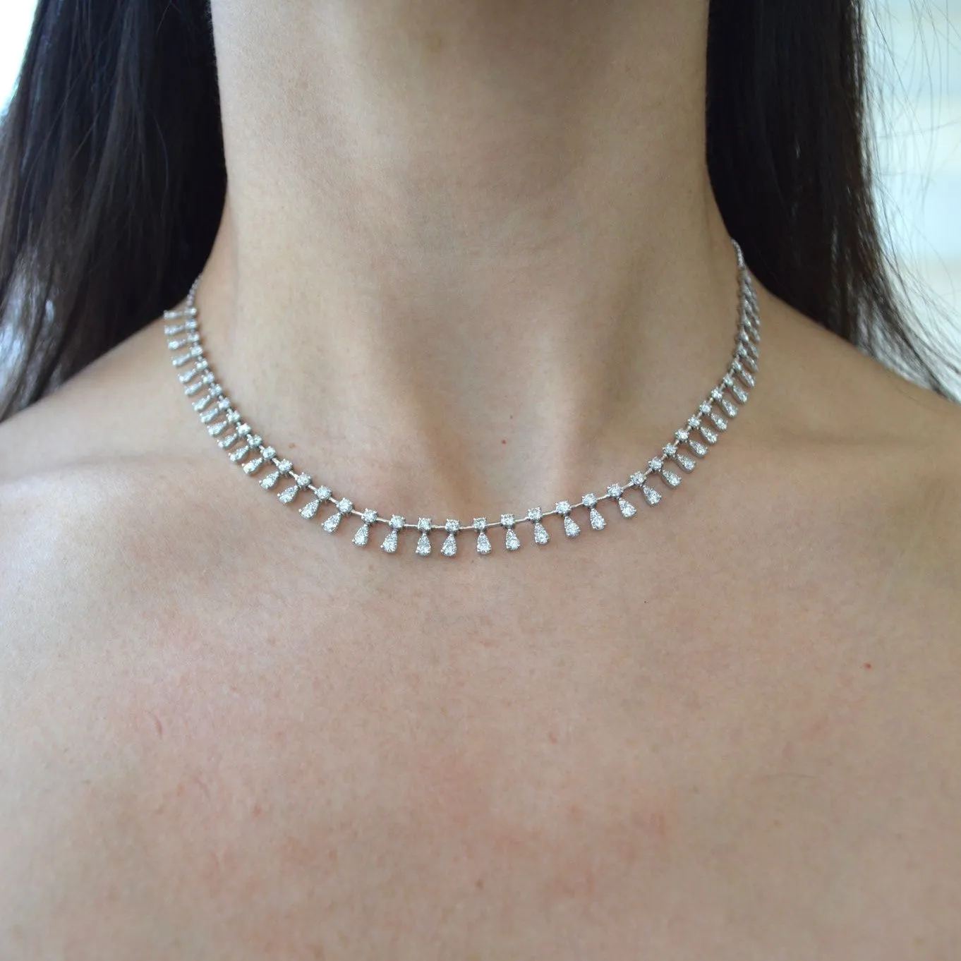 4.00ct Diamond 18K Gold Floating Tennis Necklace sold by Wish Fine Jewelry product image thumbnail 3