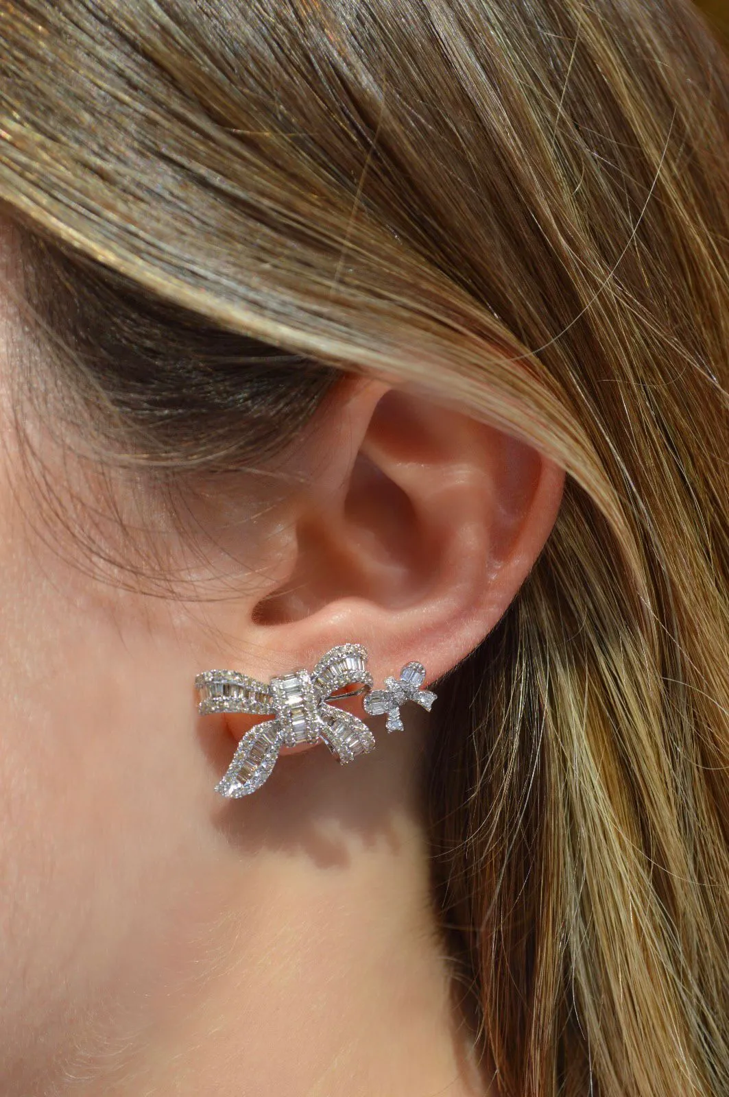 2.00ct Diamond 18K Gold Bow Earrings sold by Wish Fine Jewelry product image thumbnail 4