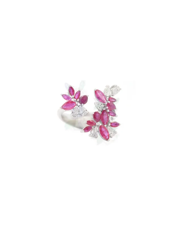 2.7ct Diamond Ruby 18K Gold Bypass Ring sold by Wish Fine Jewelry
