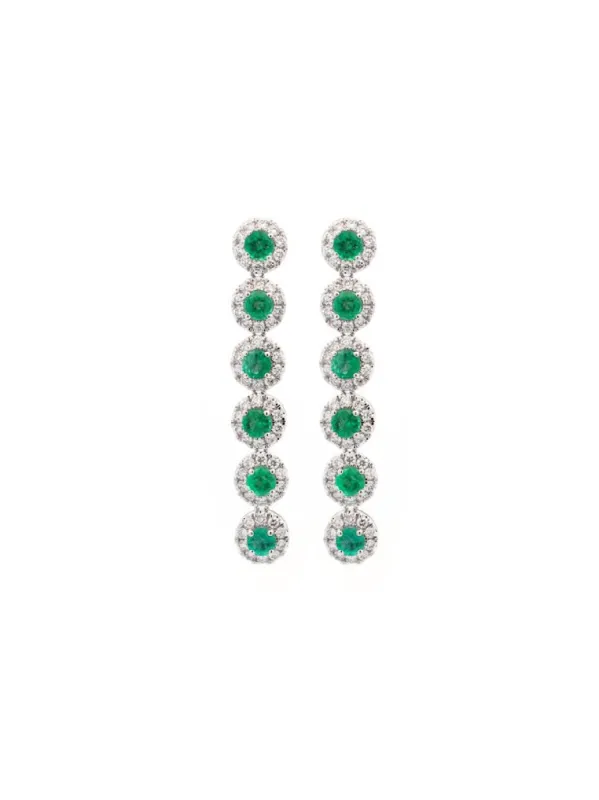 3.00ct Diamond Emerald 14K Gold Linear Cascade Earrings sold by Wish Fine Jewelry