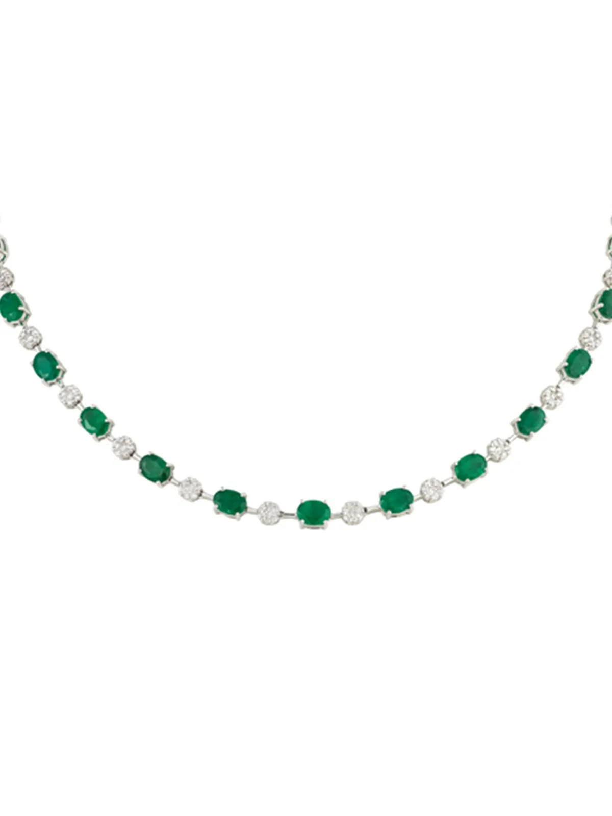 12.22ct Emerald and Diamond 18K Gold Necklace sold by Wish Fine Jewelry