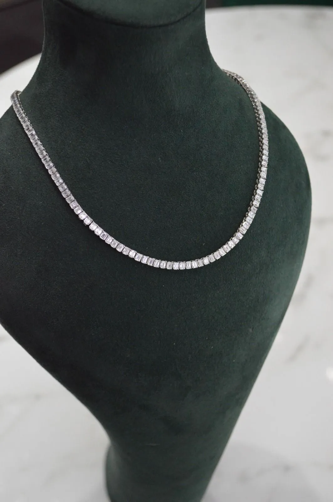 15.50ct Diamond 14K Gold Emerald Cut Tennis Necklace sold by Wish Fine Jewelry product image thumbnail 2