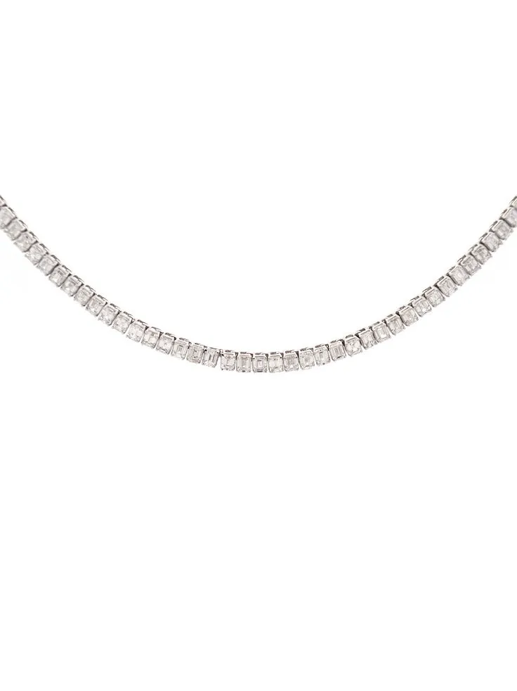 15.50ct Diamond 14K Gold Emerald Cut Tennis Necklace sold by Wish Fine Jewelry