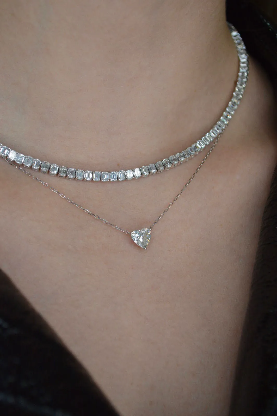 15.50ct Diamond 14K Gold Emerald Cut Tennis Necklace sold by Wish Fine Jewelry product image thumbnail 3