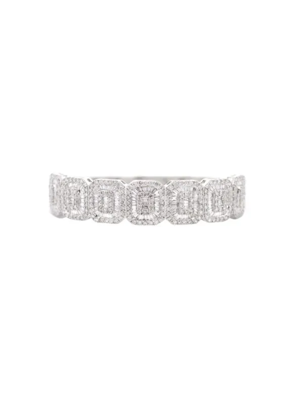 4.85ct Diamond 14K Gold Cluster Statement Bangle Bracelet sold by Wish Fine Jewelry