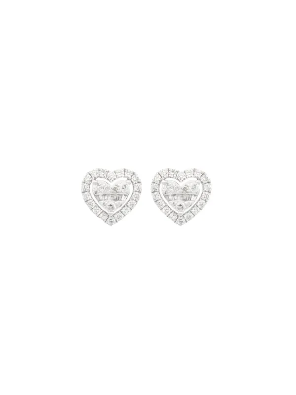 1.04ct Diamond 18K Gold Cluster Heart Stud Earrings sold by Wish Fine Jewelry