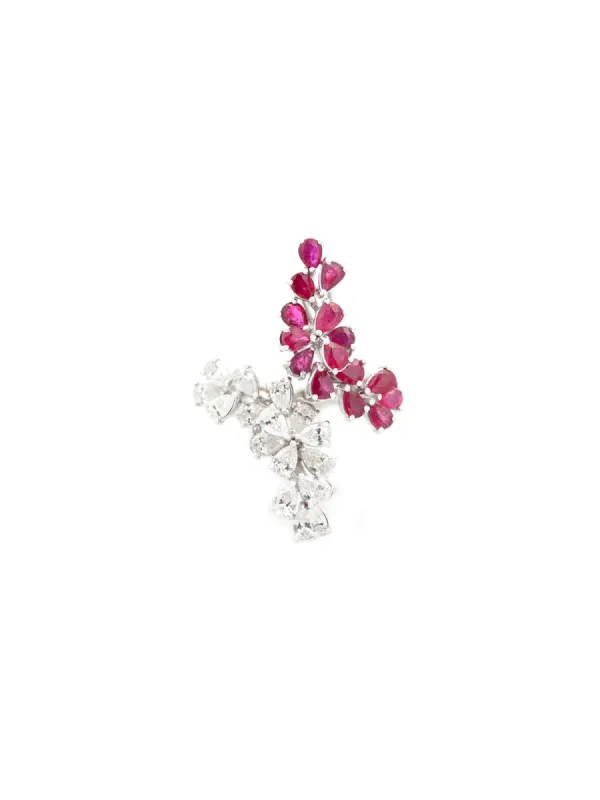 4.15ct Diamond Ruby  18K Gold Bypass Ring sold by Wish Fine Jewelry