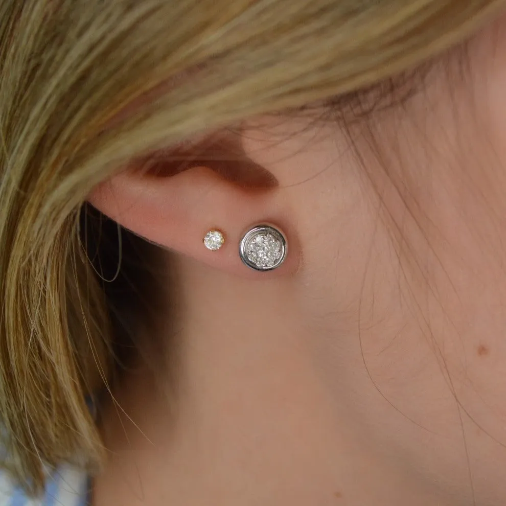 0.61ct Diamond 18K Gold Pave Bezel Stud Earrings sold by Wish Fine Jewelry product image thumbnail 2