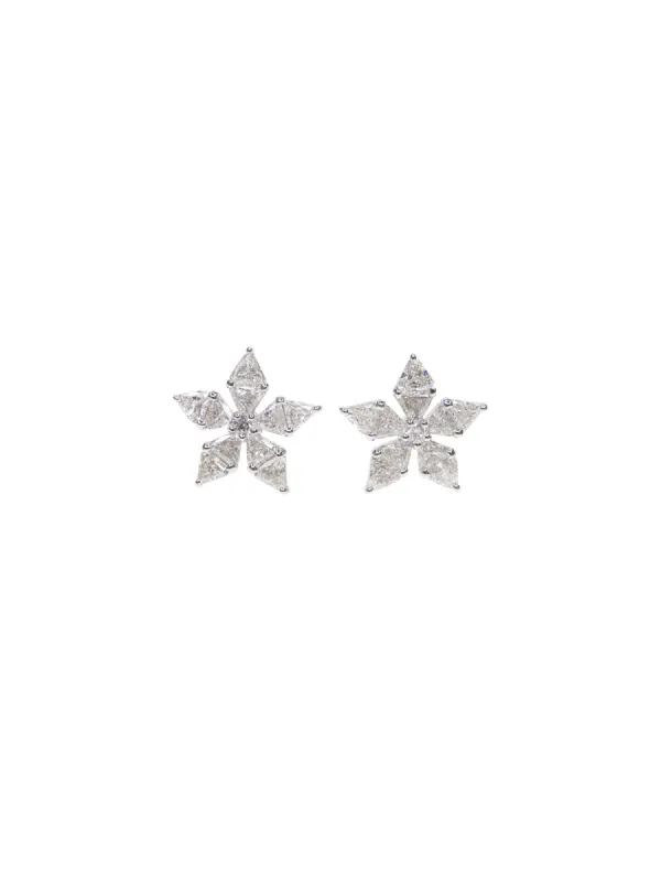 0.88ct Diamond 18K Gold Flower Earrings sold by Wish Fine Jewelry