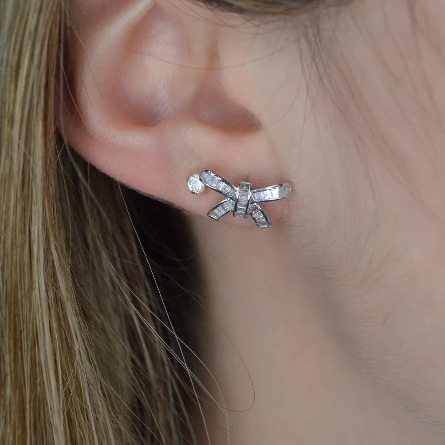 0.42ct Diamond 18K Gold Bow Stud Earrings sold by Wish Fine Jewelry product image thumbnail 2