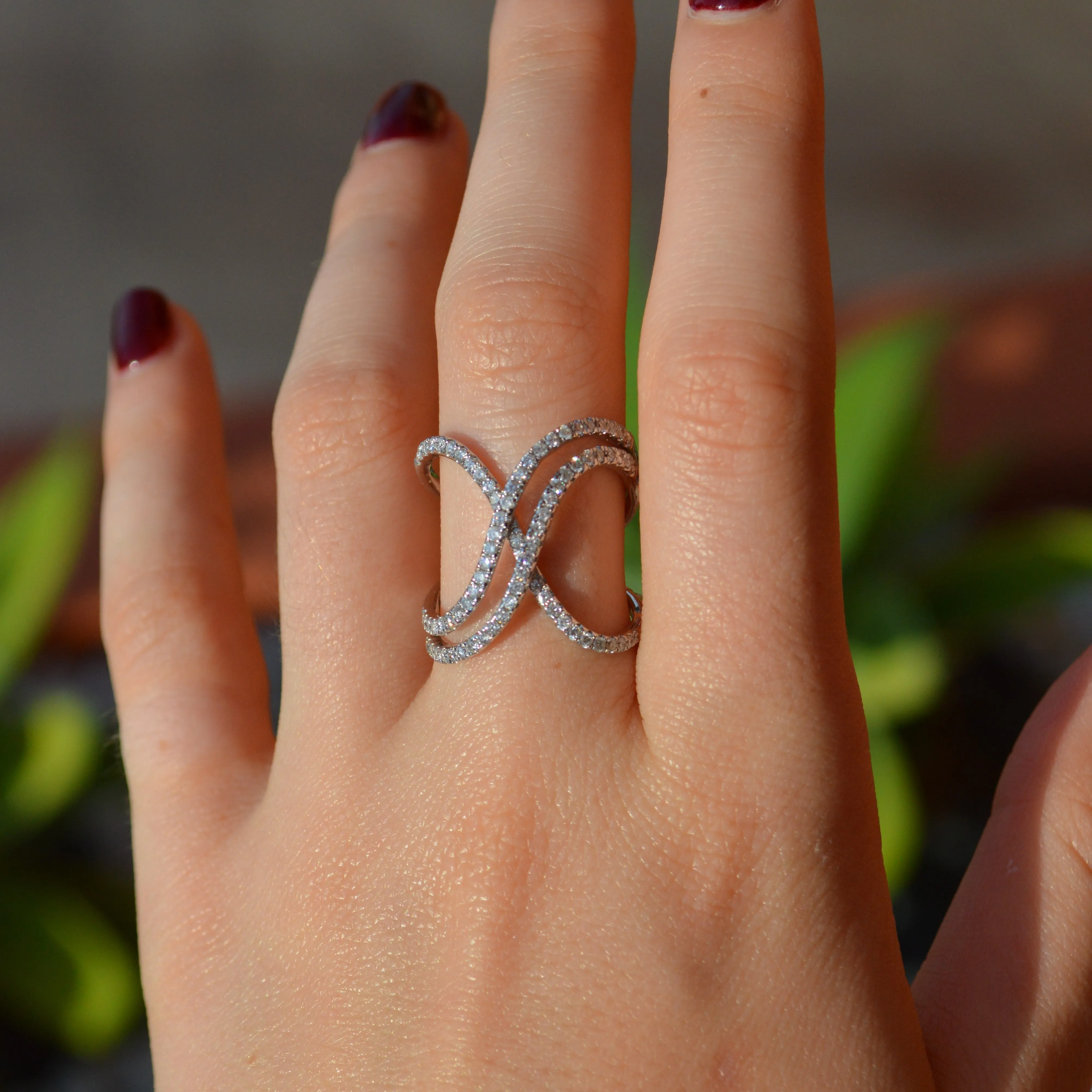 0.70ct Diamond 18K Gold Crossover Ring sold by Wish Fine Jewelry product image thumbnail 3