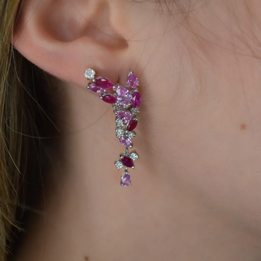 5.66ct Diamond Ruby 18K Gold Drop Earrings sold by Wish Fine Jewelry product image thumbnail 2