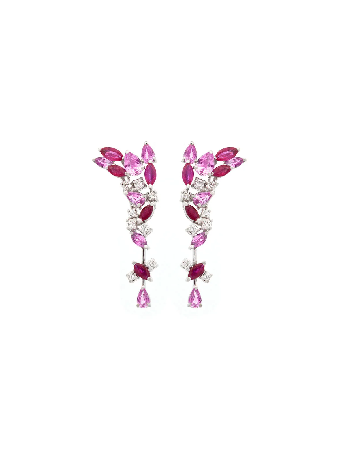 5.66ct Diamond Ruby 18K Gold Drop Earrings sold by Wish Fine Jewelry