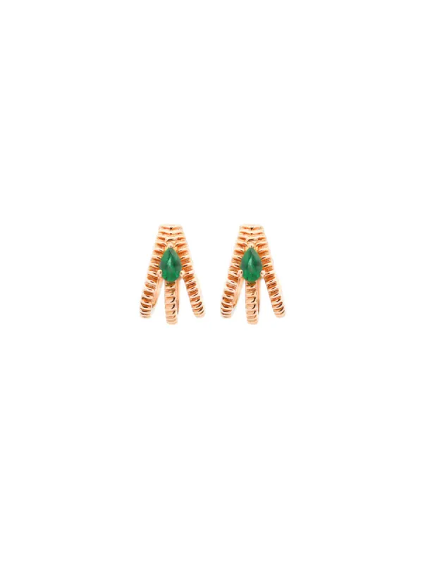 0.46ct Emerald 14K Gold Huggie Hoop Earrings sold by Wish Fine Jewelry