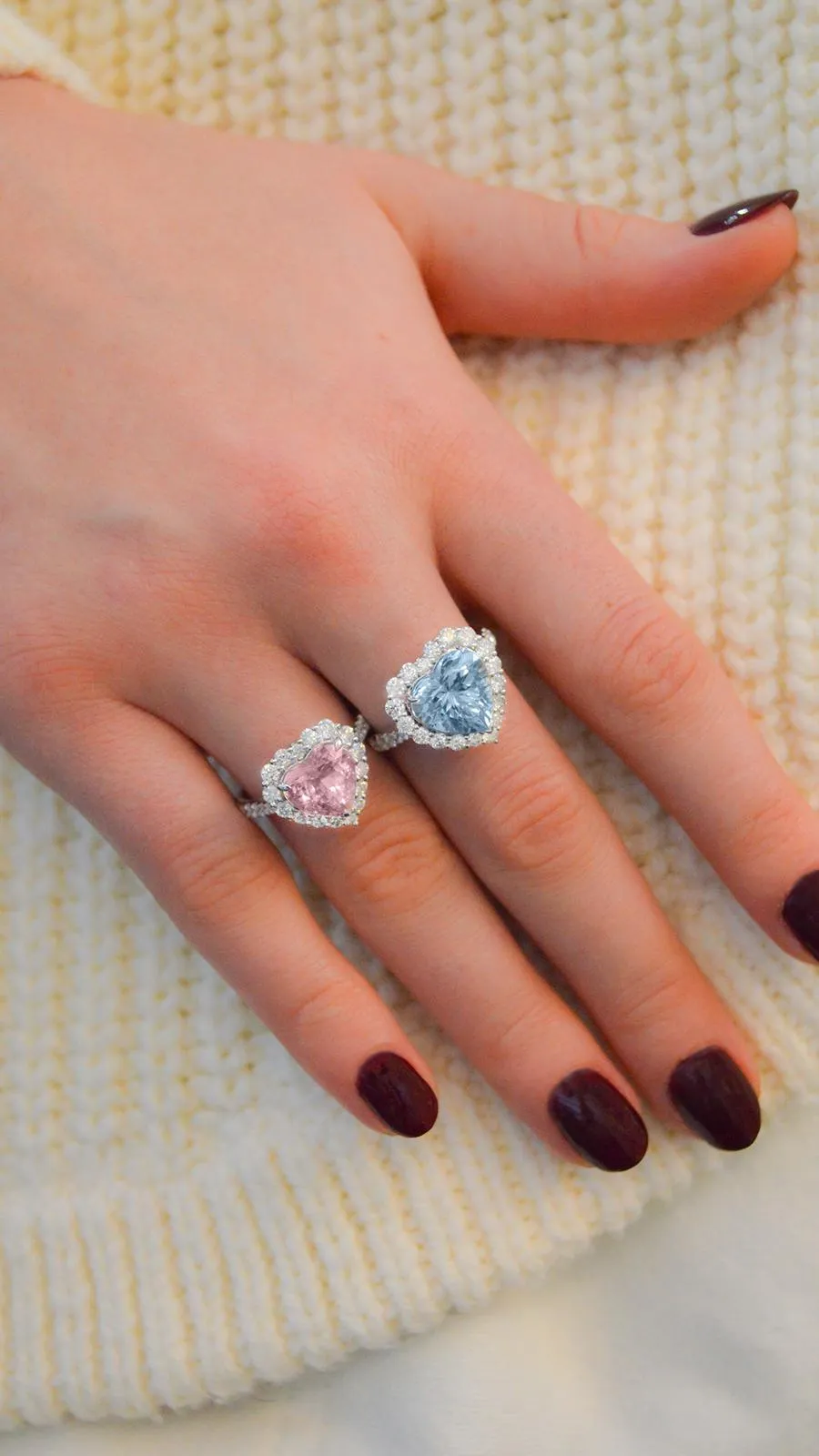 4.29ct Diamond Aquamarine 18K Gold Heart Halo Ring sold by Wish Fine Jewelry product image thumbnail 2