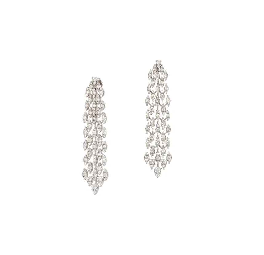 5.46ct Diamond 18K Gold Statement Cascade Earrings sold by Wish Fine Jewelry product image thumbnail 2