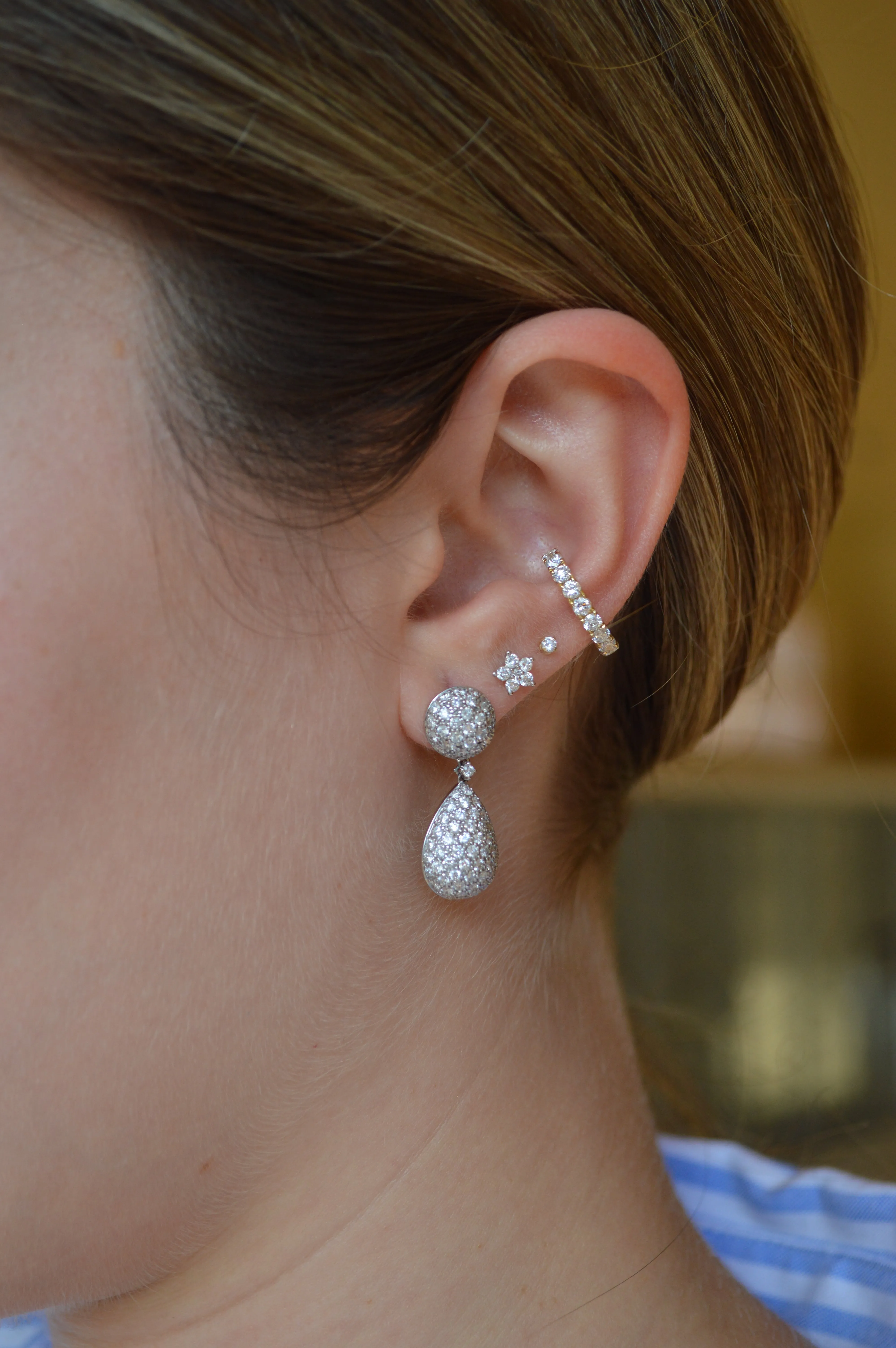 2.60ct Diamond 18K Gold Pave Teardrop Earrings sold by Wish Fine Jewelry product image thumbnail 2