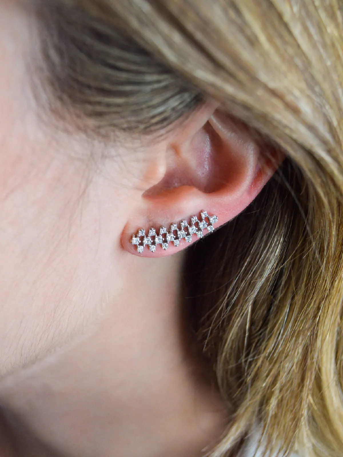 1.30ct Diamond 18K Gold Princess Cut Climber Earrings sold by Wish Fine Jewelry product image thumbnail 3