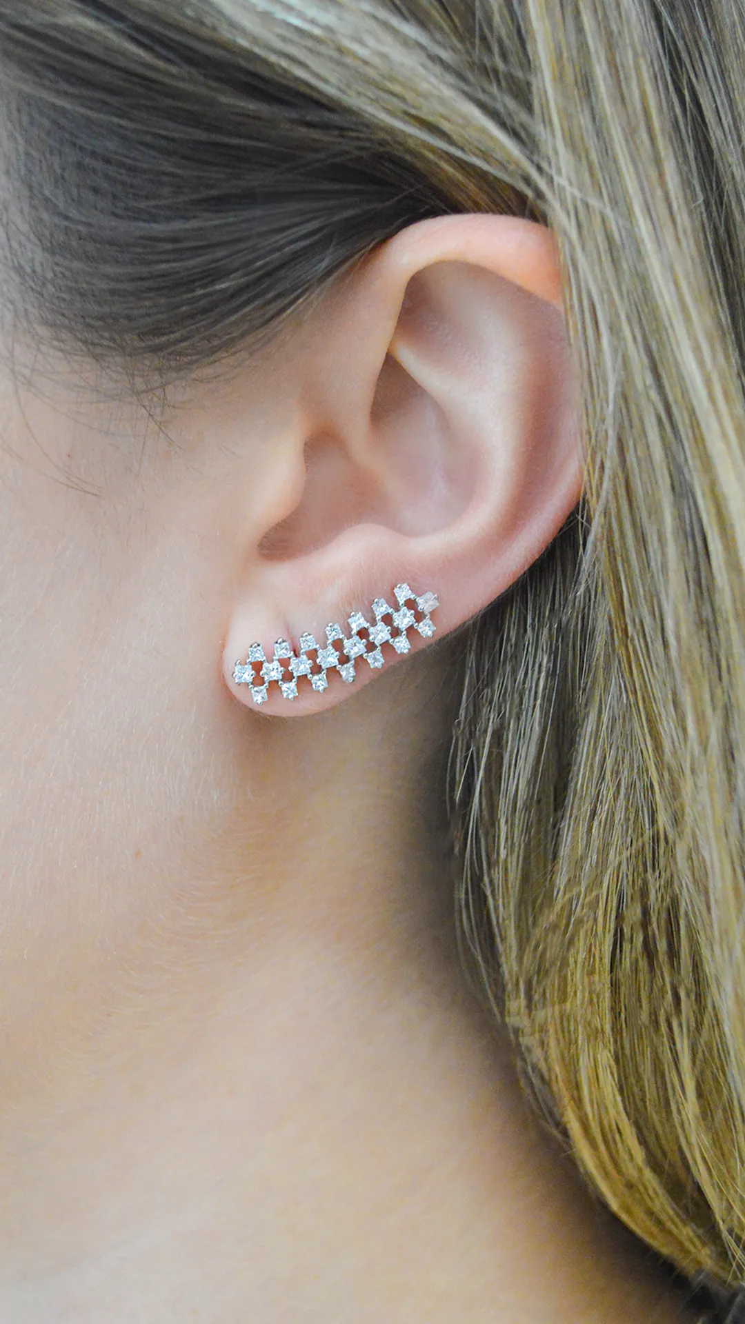 1.30ct Diamond 18K Gold Princess Cut Climber Earrings sold by Wish Fine Jewelry product image thumbnail 2